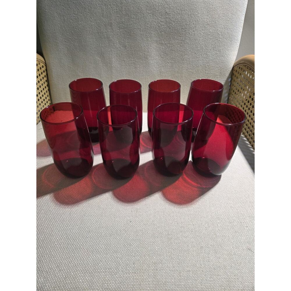 Vintage Anchor Hocking Royal Ruby Red Smooth Tumblers Set of 8